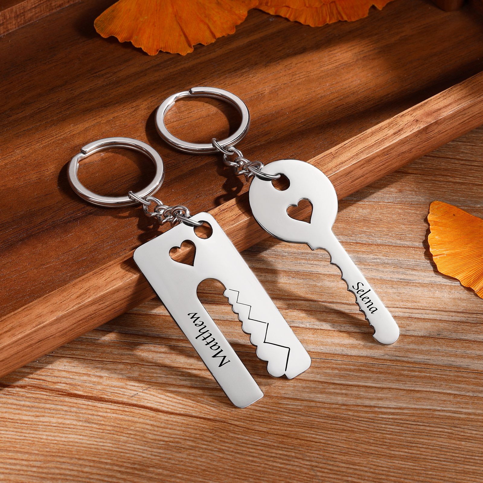 Personalised Couple Keychain Set Customised 2 Names Keyring Stainless Steel Keychains Gifts for Him/Her-Jessemade AU