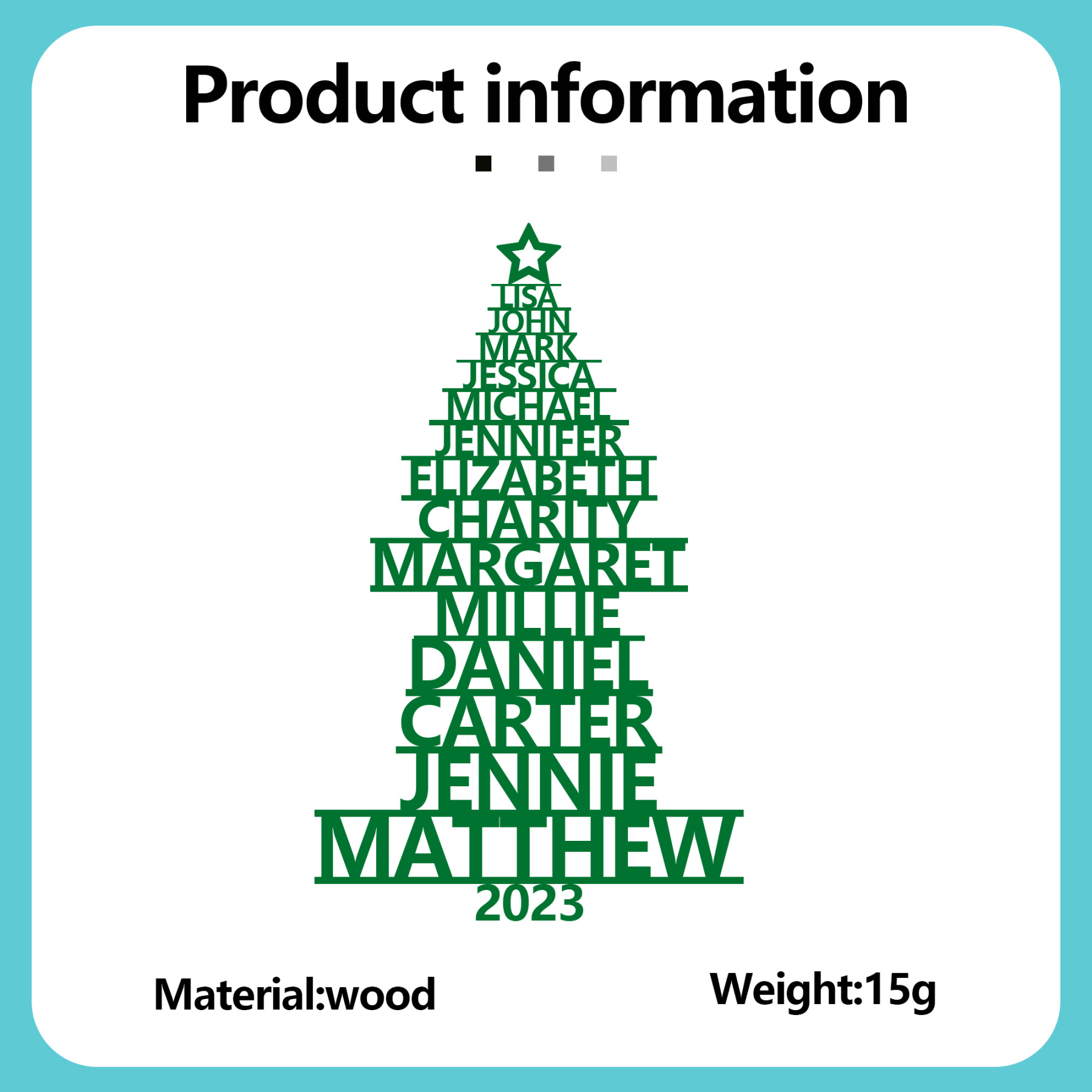 14 Names - Personalised Christmas Tree Ornaments Customised Name Xmas Wooden Decor Gifts for Family Friends-Jessemade AU