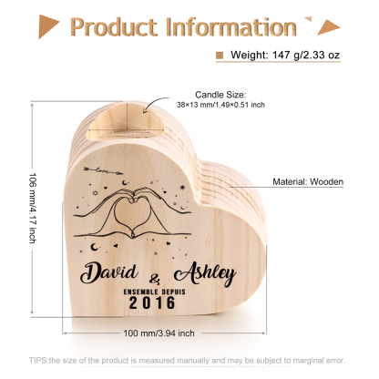 For Couple-Personalised Wooden Heart Candle Holder Heart Promise Candlesticks-Jessemade AU