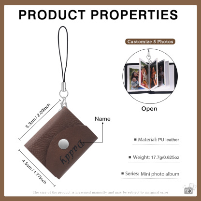 5 Photos - Personalised Mini Album Keychain Customised Photo & Name Leather Keychain Romantic Gift for Her-Jessemade AU