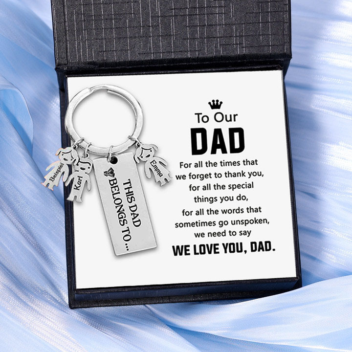 3 Names-Personalised 3 Children's Name Keychain-To My Dad-Gift Box Gift Card Set-Jessemade AU