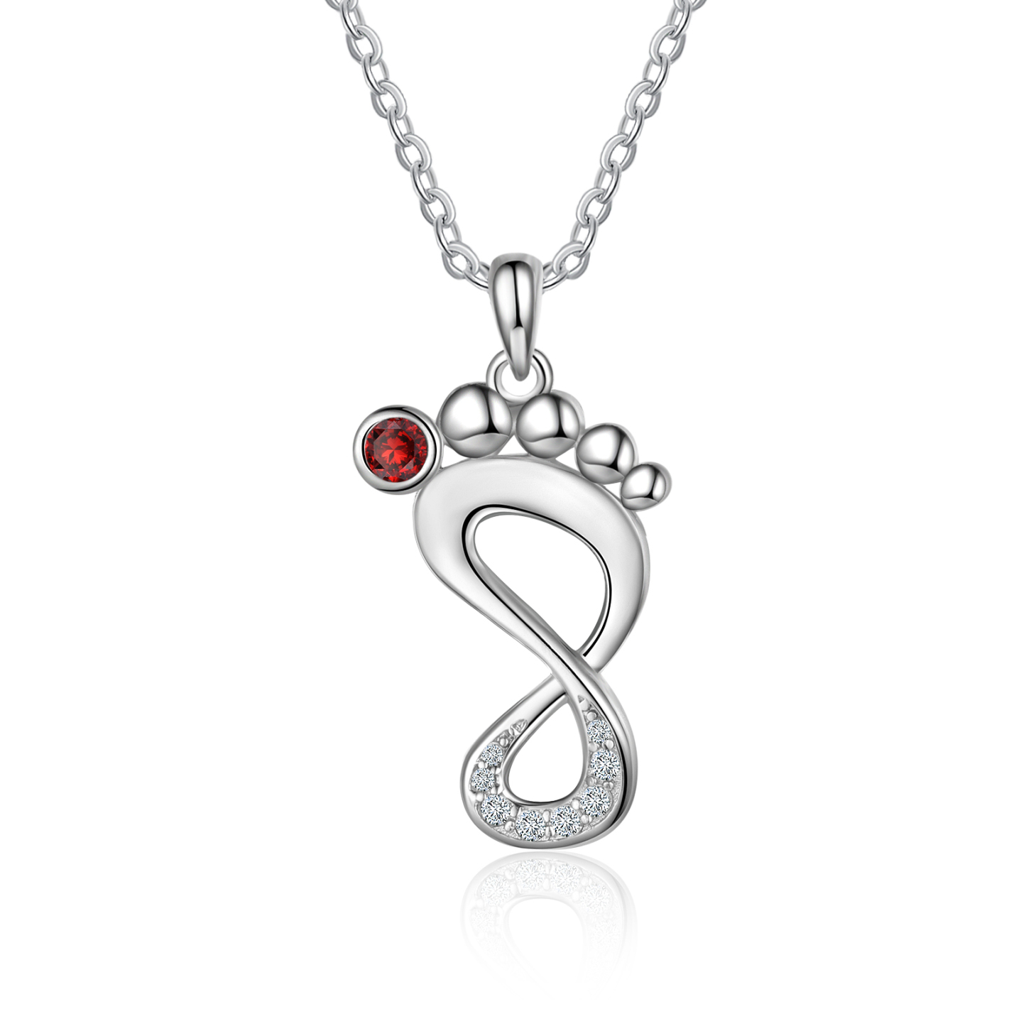 Personalised Baby Foot Necklace With 1 Birthstone Engraved Family Name Gift For Mother-Jessemade AU