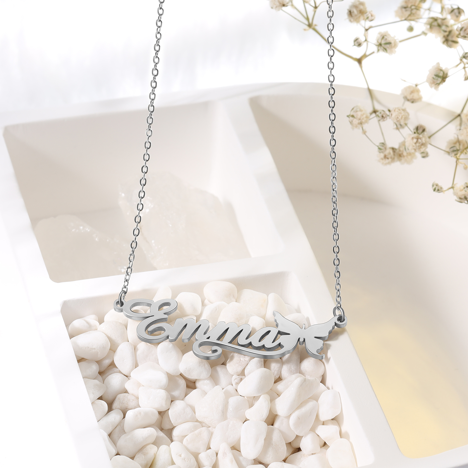 Butterfly Name Necklace Personalised One Name Necklaces Gift for Children-Jessemade AU