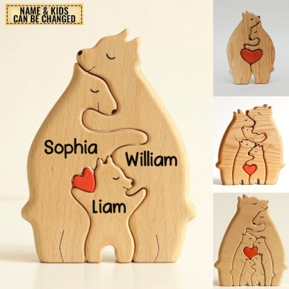 Personalised Wooden Bears Family Puzzle Custom 4 Names Gifts for Family-Jessemade AU
