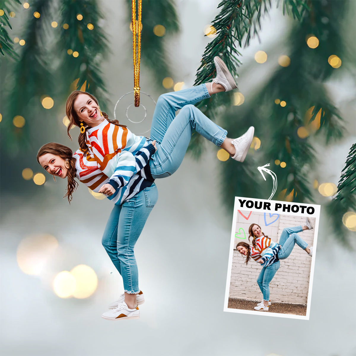 Personalised Acrylic Christmas Ornament Customised Photo Xmas Decor Gifts for Family Friends-Jessemade AU