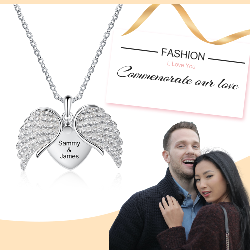 Personalised Angel Wings Women's Necklace-Jessemade AU
