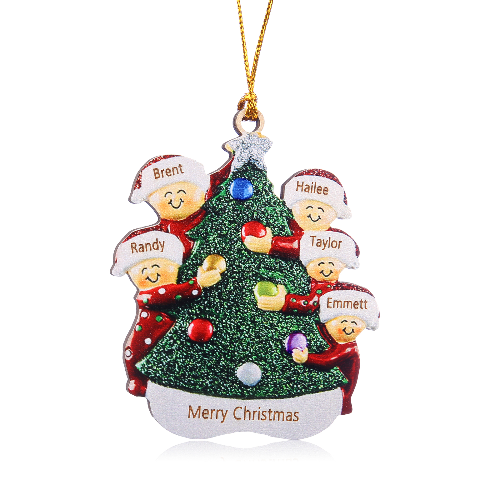 5 Names - Personalised Wooden Christmas Ornaments Custom Text & Name Xmas Pendant Gifts for Family-Jessemade AU