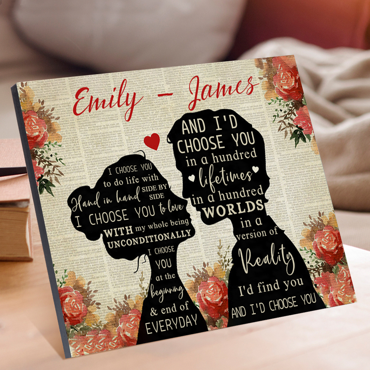 Personalised Wooden Plaque Custom 2 Names Art Decorations Desktop Ornaments Couple Gifts - I'd Find You And I'd Choose You-Jessemade AU