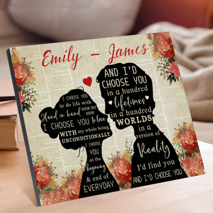 Personalised Wooden Plaque Custom 2 Names Art Decorations Desktop Ornaments Couple Gifts - I'd Find You And I'd Choose You-Jessemade AU