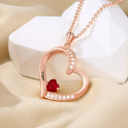 1 Name - Personalised Heart Pendant Necklace Customised Names & Birthstones Necklace Birthday Gift for Her-Jessemade AU