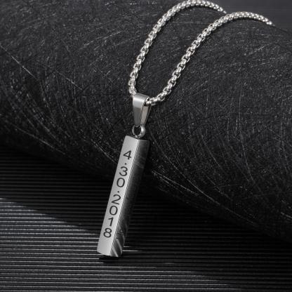 To My Dad Man Vertical Bar Necklace Personalised 4 Side 3D Bar Necklace Father's Day Gift-Jessemade AU