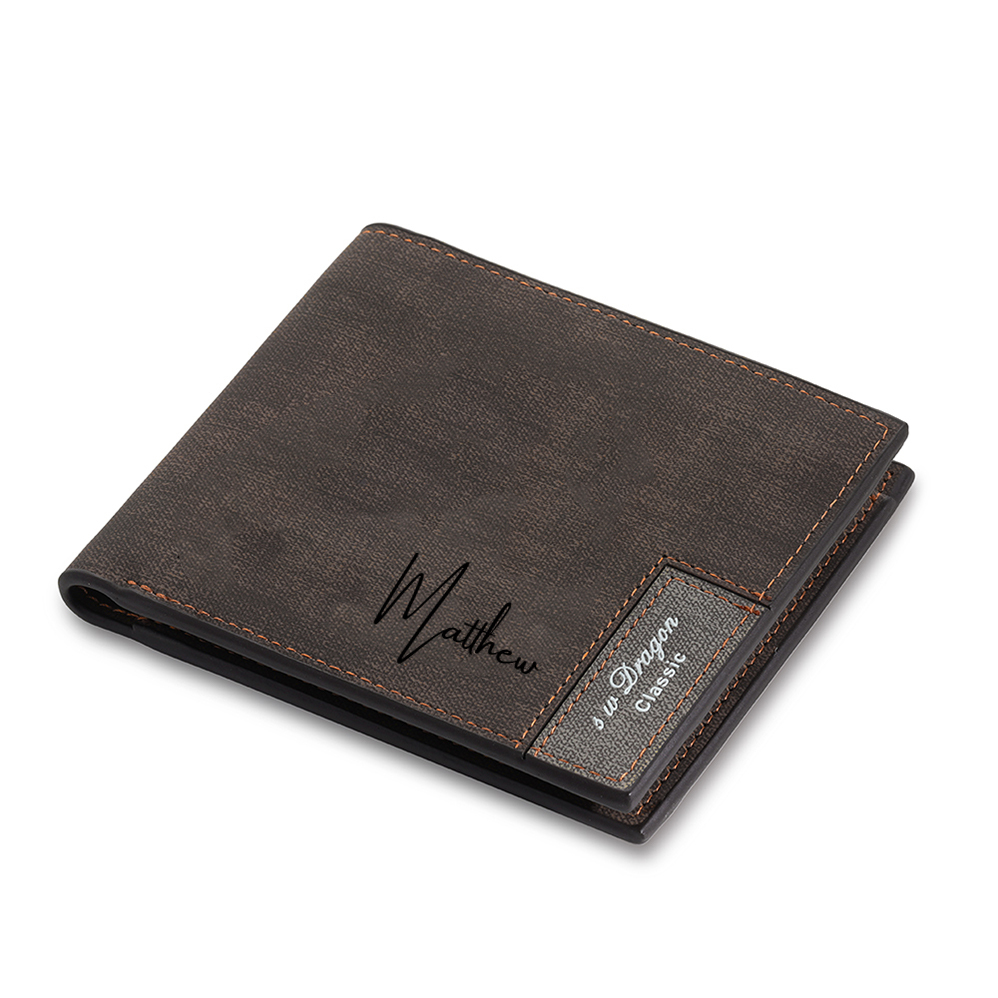 Personalised Name & Photo Billfold Wallet Custom Men's Leather Wallet Gifts for Him Dark Brown-Jessemade AU