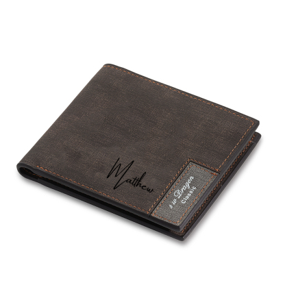 Personalised Name & Photo Billfold Wallet Custom Men's Leather Wallet Gifts for Him Dark Brown-Jessemade AU