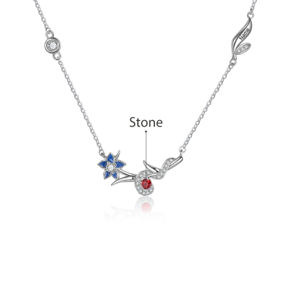 Personalised July Birthflower Necklace With Birthstone Best Gift For Her-Jessemade AU