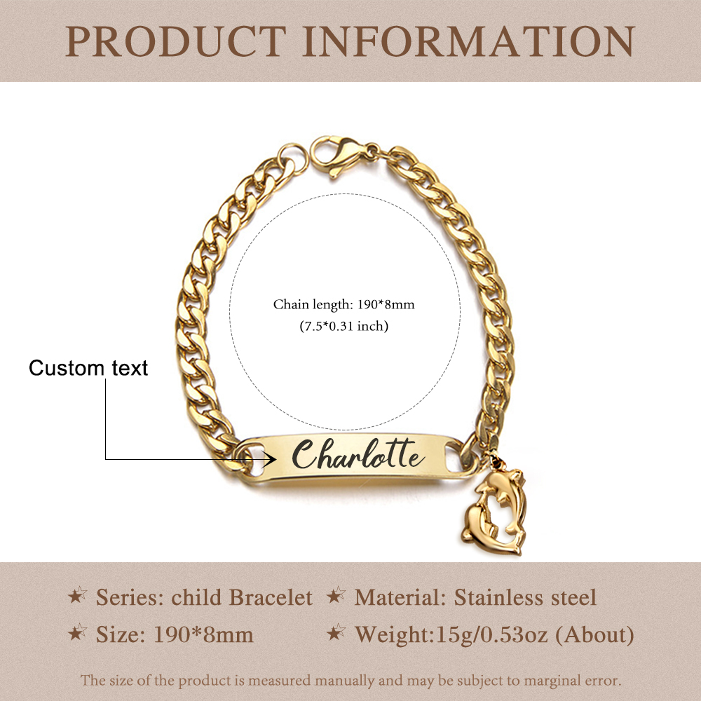 Baby Name Bracelet Personalised 1 Name Bracelet Dolphin Customised Bracelet Child Gift-Jessemade AU