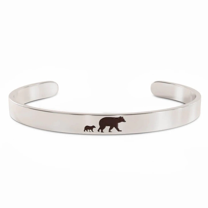 To My Mom Mama Bear Cuff Bangle Bracelet  "I Love You"-Jessemade AU