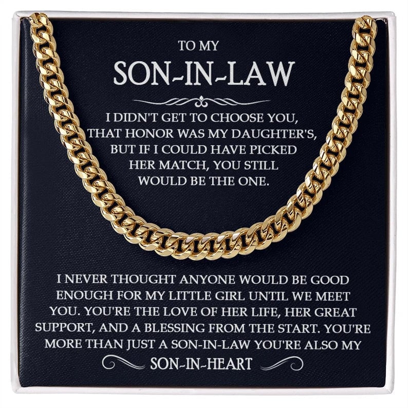 To My Son-In-Law Necklace Cuban Link Chain Necklace Gift Set - You're More Than Just A Son-In-Law, You're Also My Son-In-Heart-Jessemade AU