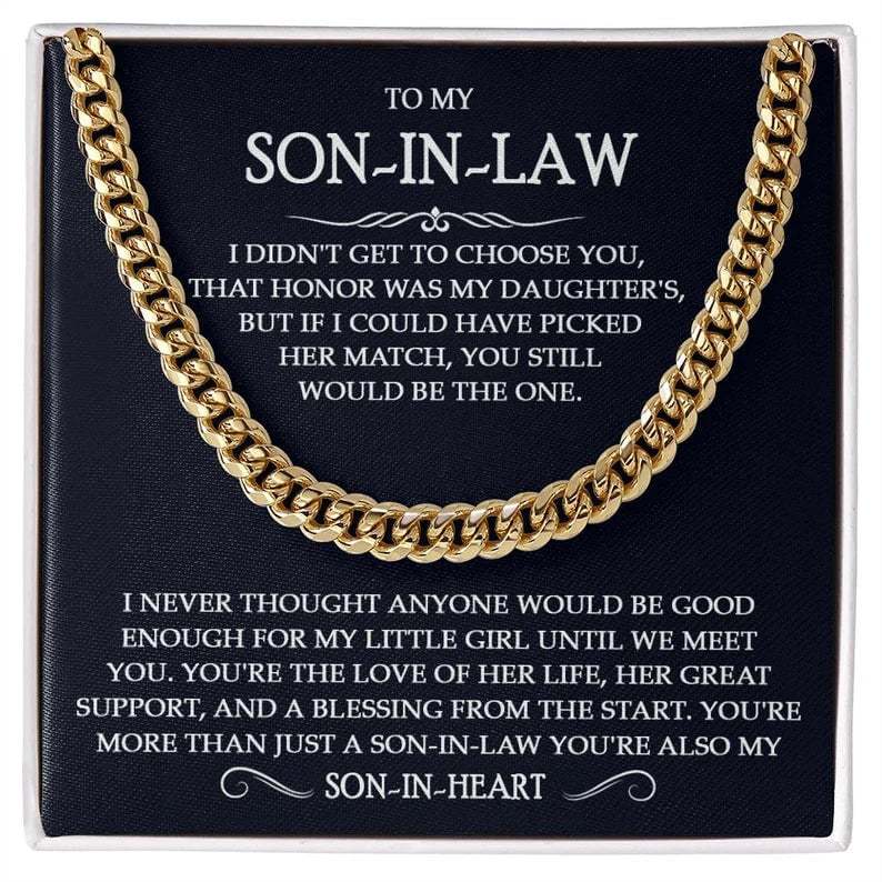 To My Son-In-Law Necklace Cuban Link Chain Necklace Gift Set - You're More Than Just A Son-In-Law, You're Also My Son-In-Heart-Jessemade AU