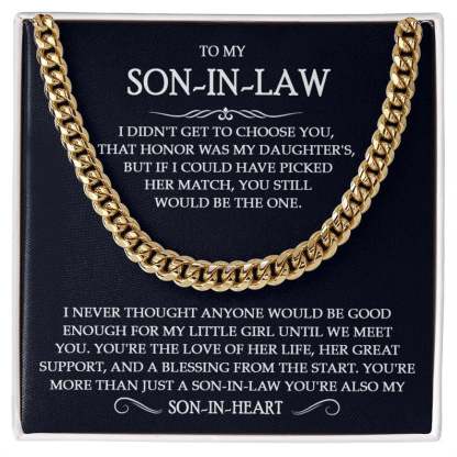 To My Son-In-Law Necklace Cuban Link Chain Necklace Gift Set - You're More Than Just A Son-In-Law, You're Also My Son-In-Heart-Jessemade AU