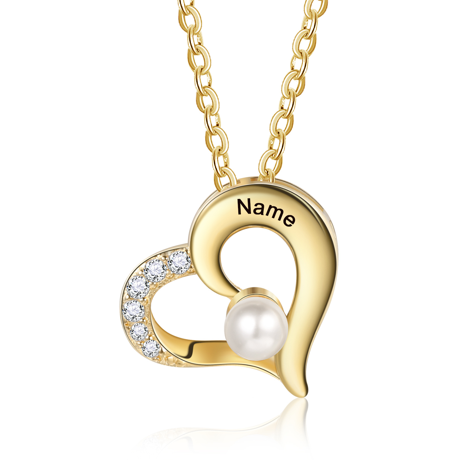 1 Name - Personalised Heart Shape Pendant Necklace Women's Customised Name Necklace Pearl Necklace Birthday Gift for Mother-Jessemade AU