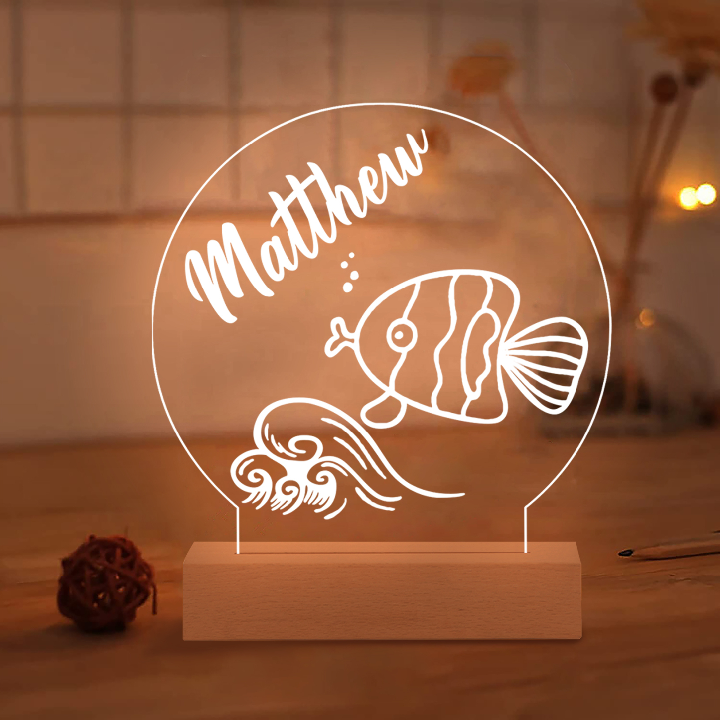 Fish Night Light Personalised Name LED Lamp Custom Animal Night Light Gifts For Kids-Jessemade AU