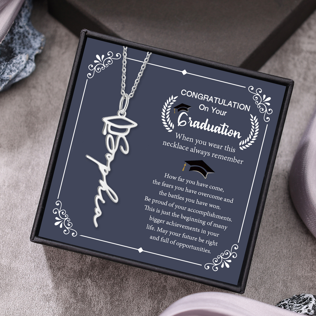 Personalised Graduation Necklace Custom 1 Name Bachelor's Cap Pendant Necklace-Jessemade AU