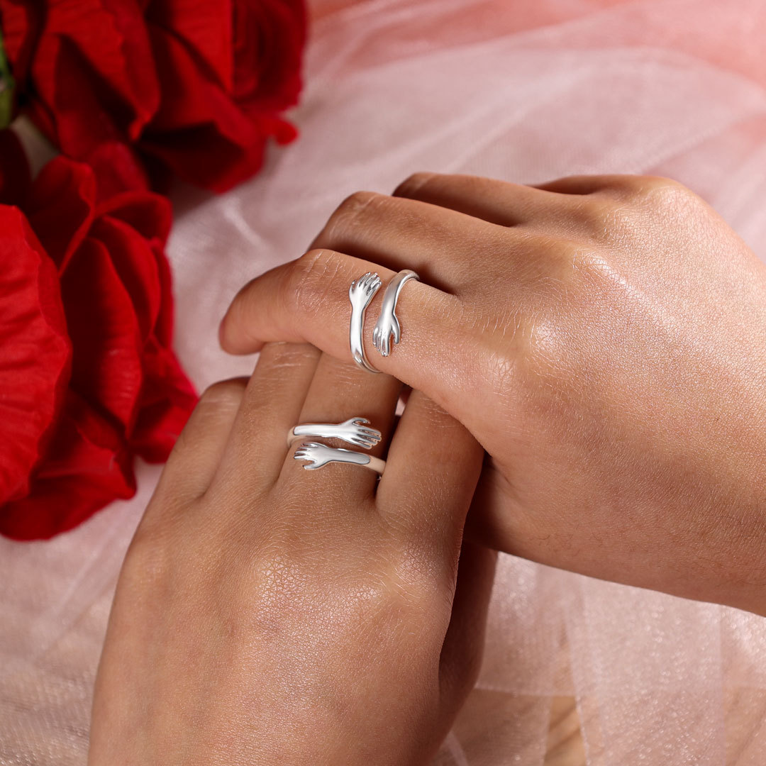 Mother’s Day Gift 2023 Couple Hug Ring Love Style Rings for Her or Him-Jessemade AU