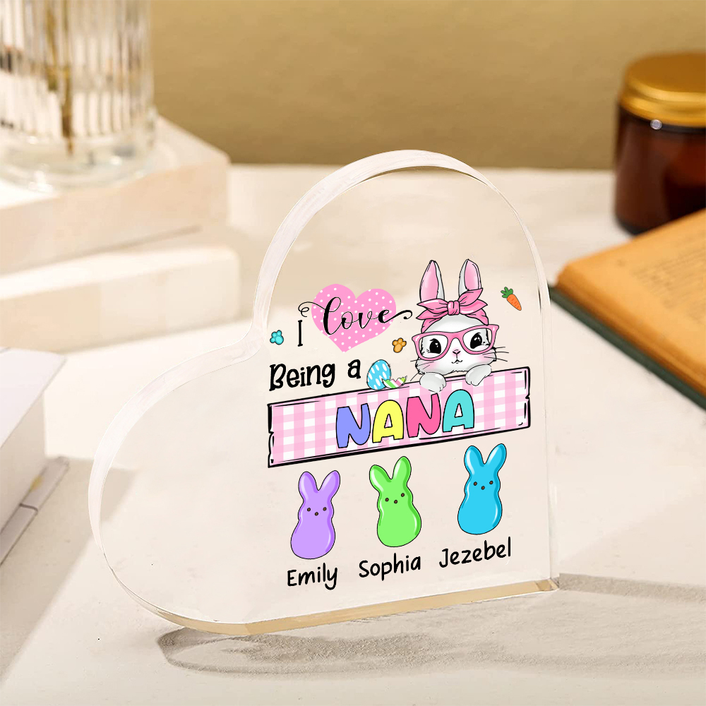 4 Names - Personalised Acrylic Heart Keepsake Custom Names Bunny Ornaments Gifts for Grandma/Mother-Jessemade AU