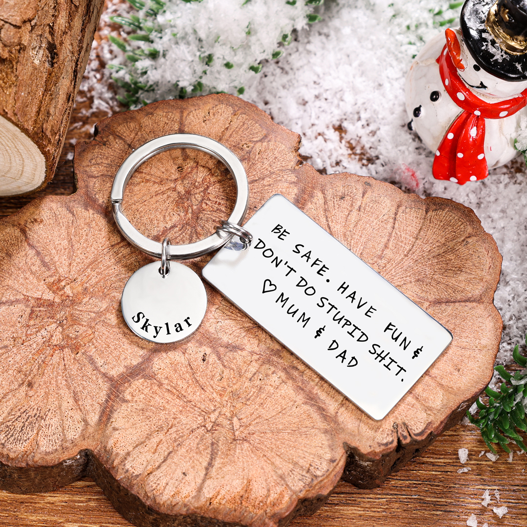 Personalised Name Don't Do Stupid Keychain for Teenager New Driver Gift-Jessemade AU