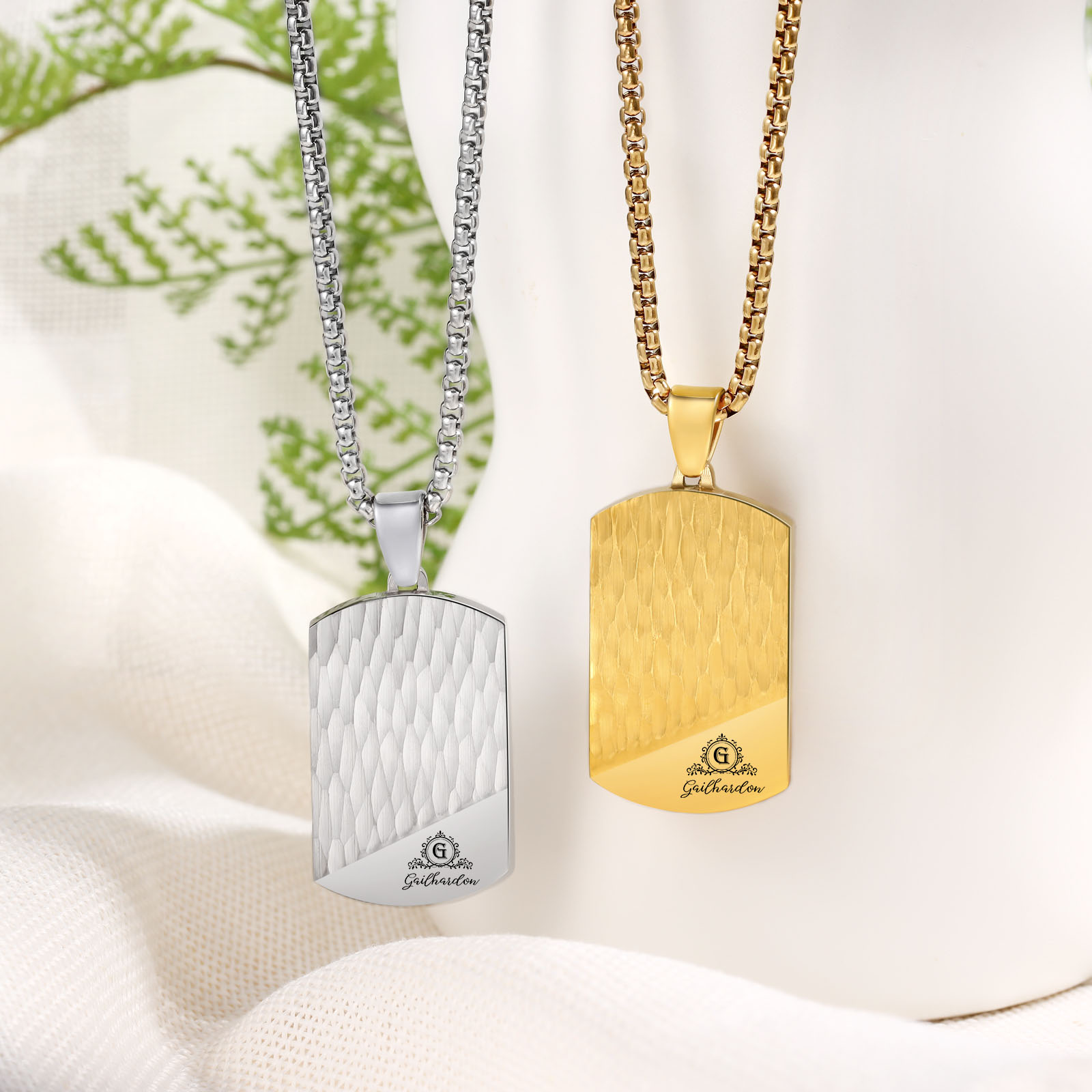 Personalised Men's Necklace Engraved Name & Letter & Text Dog Tag Necklace Stainless Steel Gift for Him-Jessemade AU