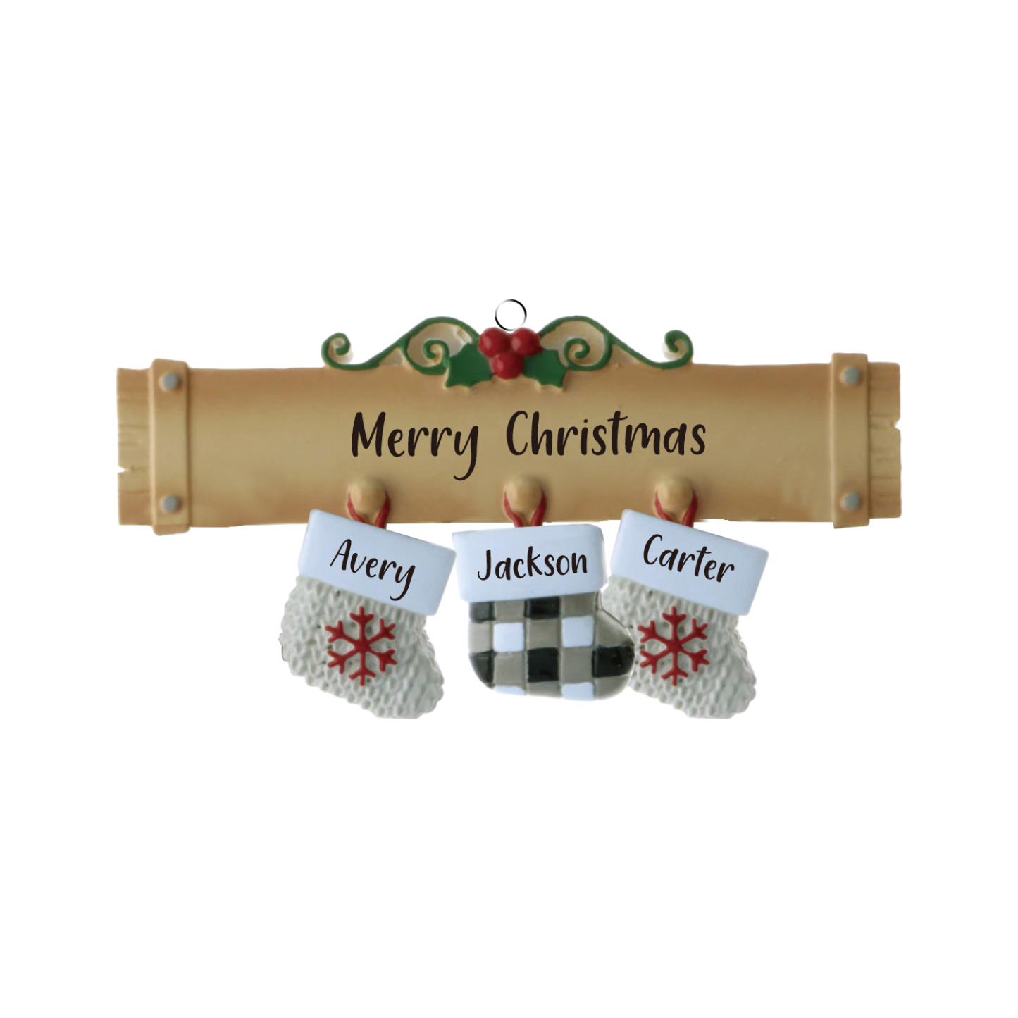 3 Names - Personalised Christmas Stockings Ornaments Customised Name & Text Christmas Decor Wooden Gifts for Family Friends-Jessemade AU