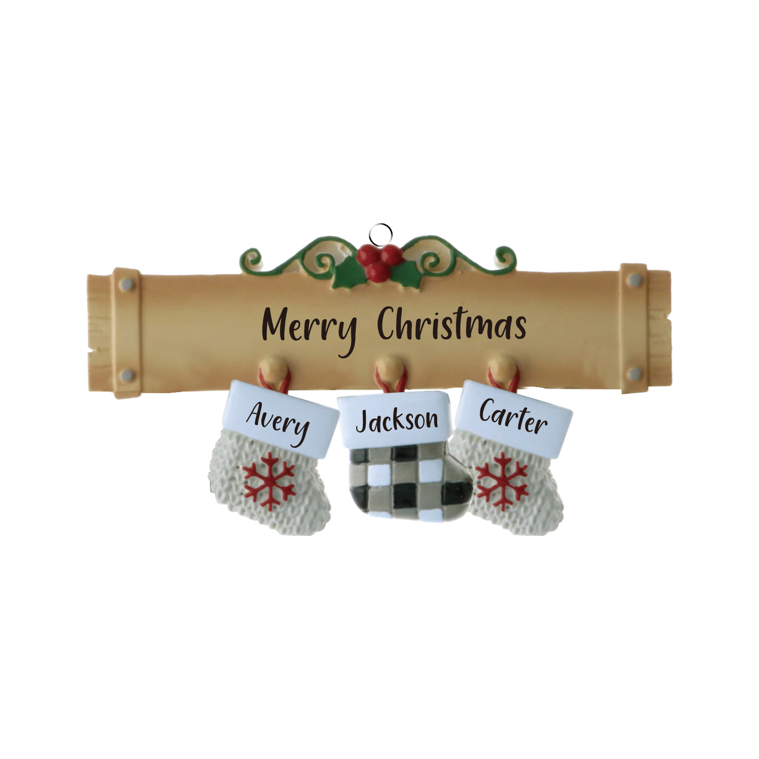 3 Names - Personalised Christmas Stockings Ornaments Customised Name & Text Christmas Decor Wooden Gifts for Family Friends-Jessemade AU
