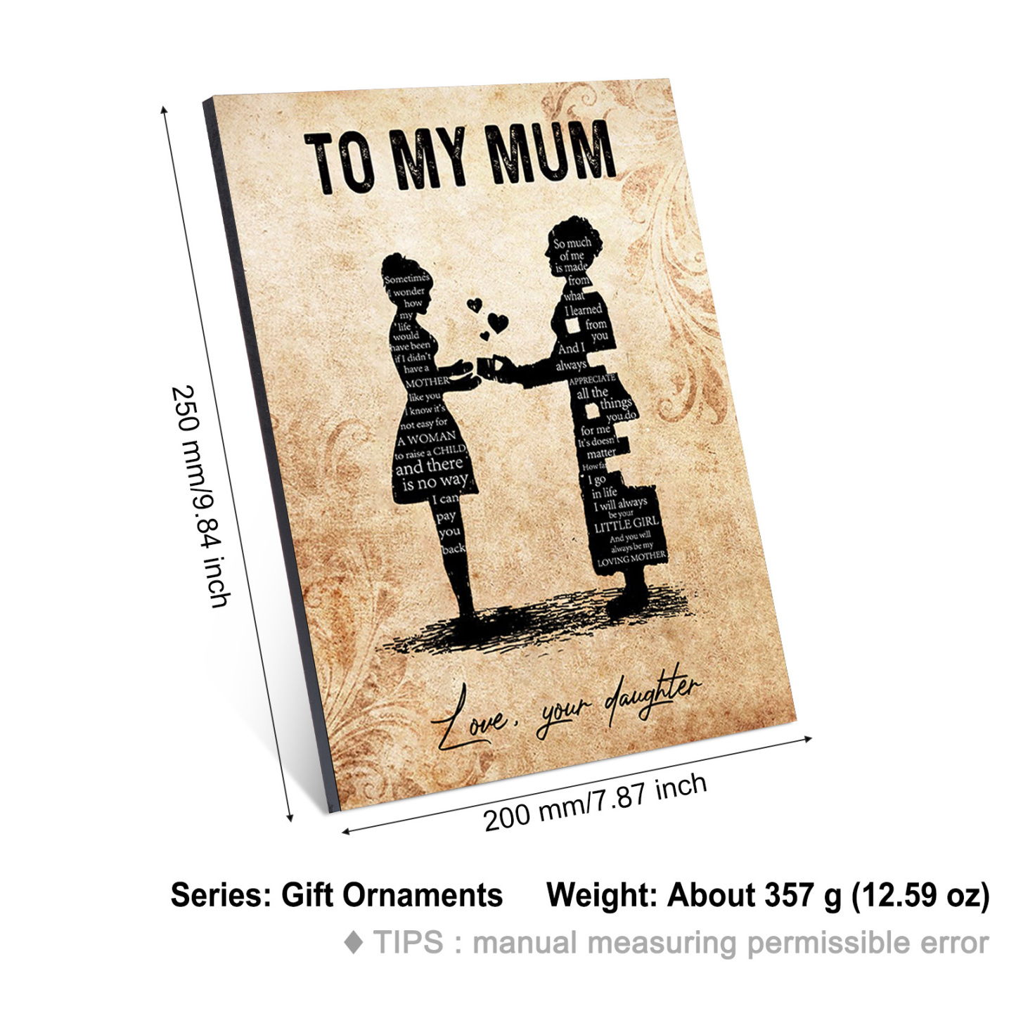 To My Mum Wooden Plaque Mother & Kid Silhouette Home Decoration Mother's Day Gifts - You Will Always Be My Loving Mother-Jessemade AU