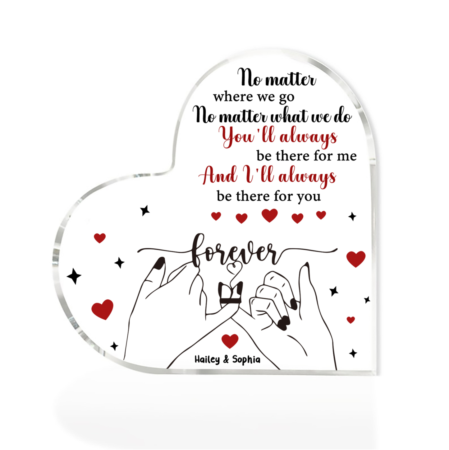 Acrylic Heart Keepsake Custom 2 Names Ornament Valentine's Day Gift for Friends/Couples - I'll Always Be There For You-Jessemade AU