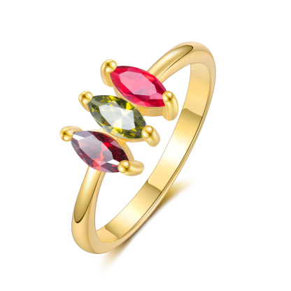 Personalised Women's Ring Custom 3 Birthstones Ring Gold Birthday Gift for Her-Jessemade AU