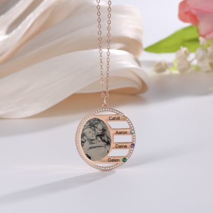 Personalised Photo Necklace Custom 4 Names Birthstone Necklace for Women-Jessemade AU