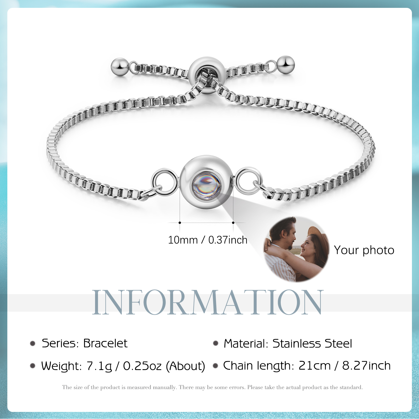 Personalised Projection Bracelet Custom Colourful Photo Bracelet Adjustable Couple Bracelet Personalised Gift for Her-Jessemade AU