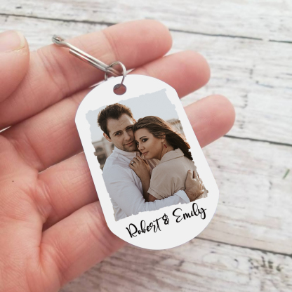 Personalised Couple Photo Keychain Customised 2 Names Keyring Valentine's Day Gifts - My Favourite Place In All The World Is Next To You-Jessemade AU