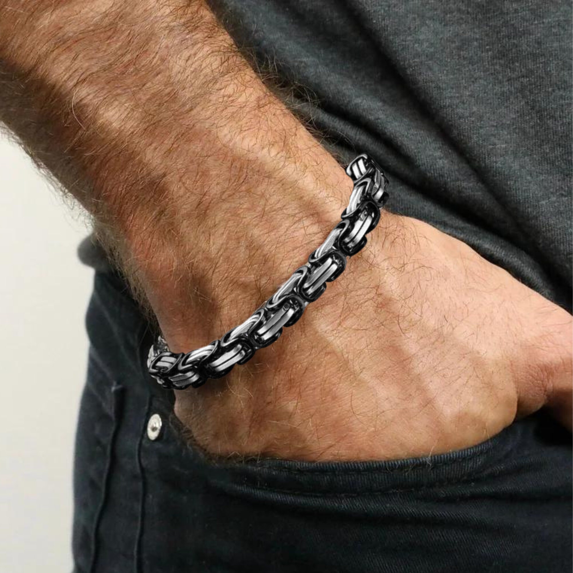 To My Son Cuban Link Bracelet Stainless Steel Bracelet Dad to Son Warm Gift - I Am Proud Of Your Father-Jessemade AU