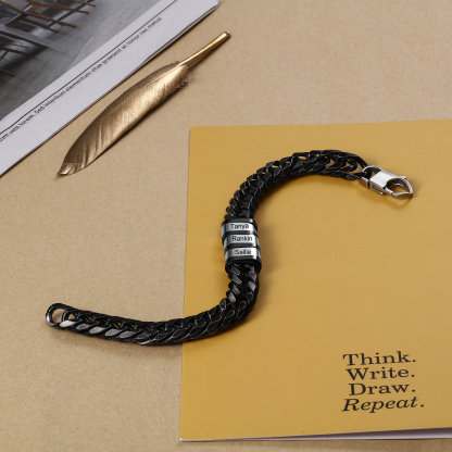 Personalised Black Stainless Steel Bracelet Custom 3 Names Men's Women's Bracelets For Couple-Jessemade AU