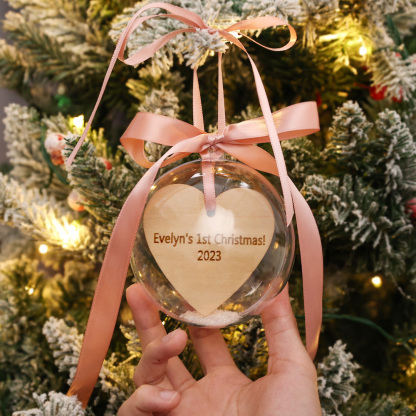 Personalised Heart Ball Ornament Custom 1st Christmas Bauble Gifts-Jessemade AU