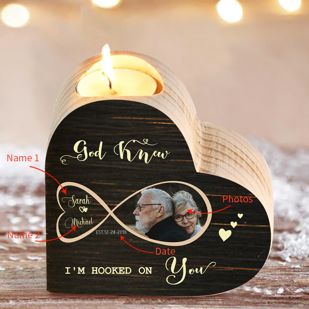 Customised Infinity Love Couple Heart Candle Holder Engrave Photo Candlesticks Valentines Gift-Jessemade AU