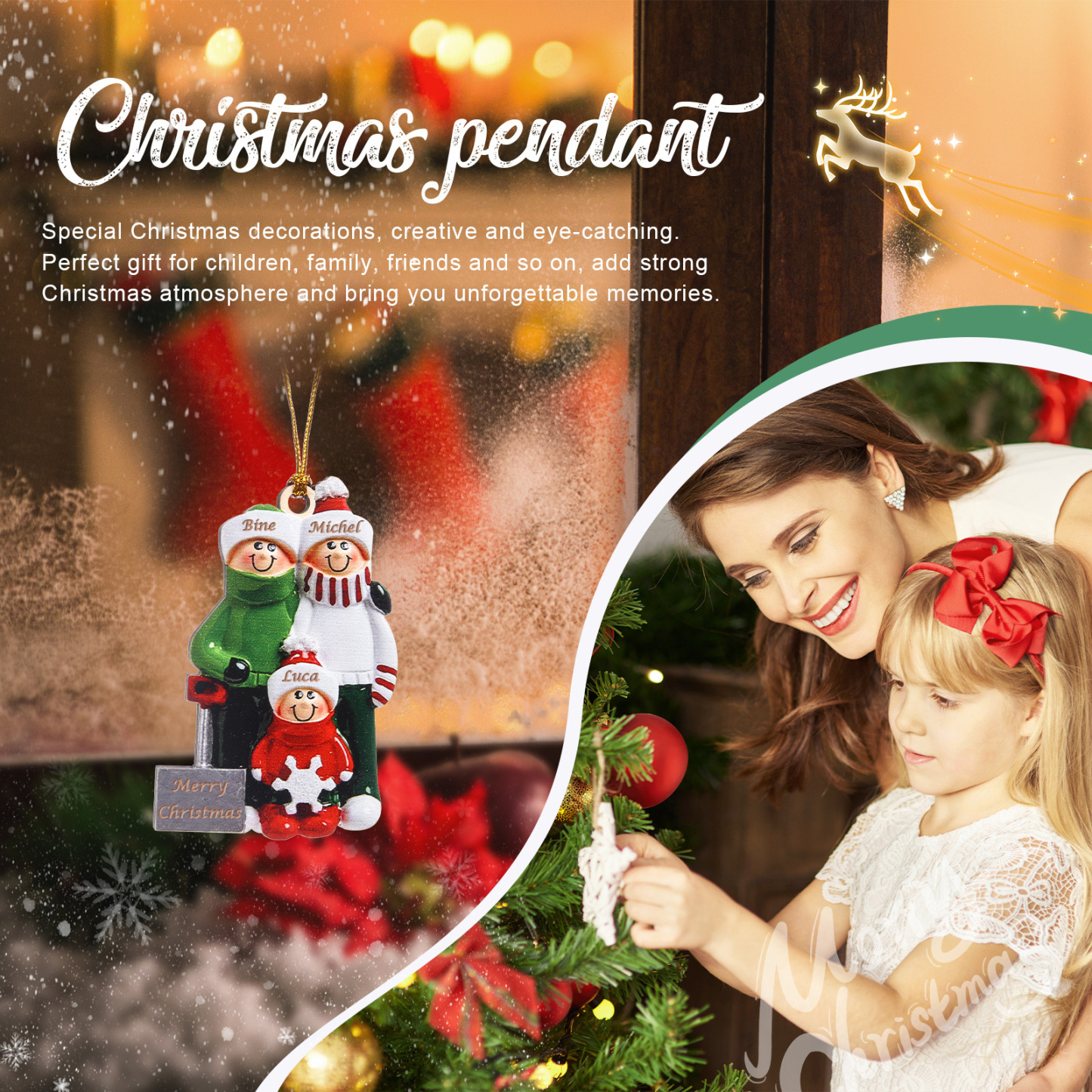 3 Names - Personalised Christmas Tree Ornaments Wooden Christmas Decor with Name Gifts for Family Friends-Jessemade AU