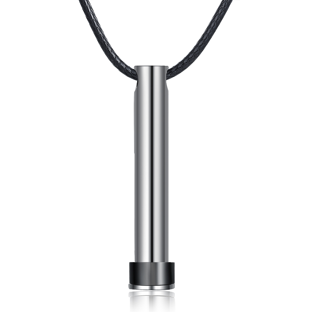 Personalised Vertical Cylinder Pendant Necklace with Beads Engraved 1 Name Men's Necklace for Him-Jessemade AU