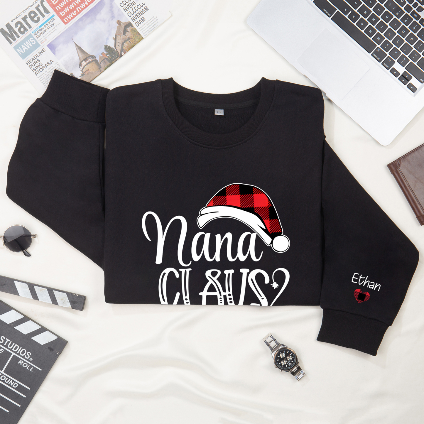 1 Name - Personalised Christmas Sweatshirt Custom Name & Text Sweatshirt Nana Claus Sweatshirt Gift for Family -Jessemade AU