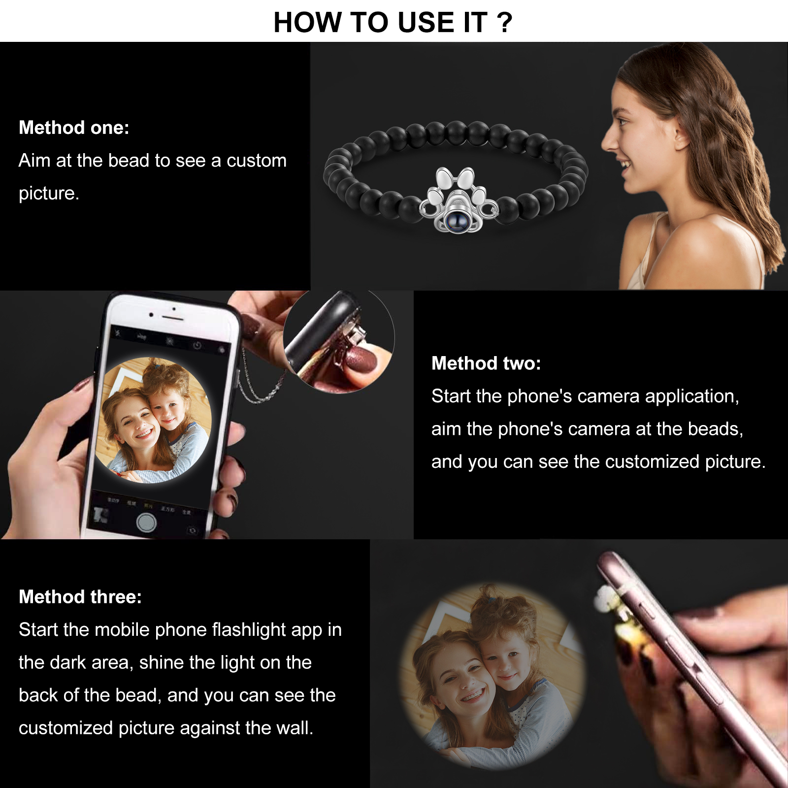 Personalised Dog Paw Projection Bracelet Customised Photo Bracelet Creative Gift for Her-Jessemade AU