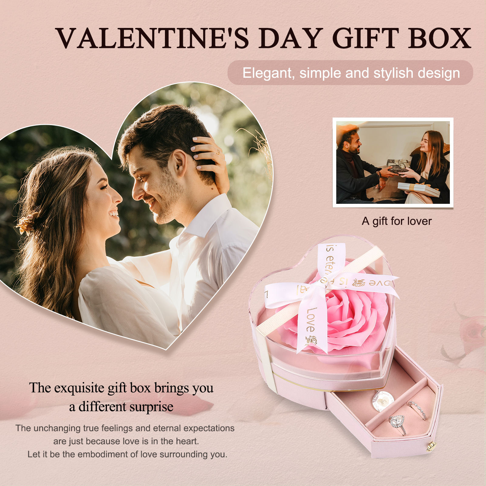 Rose Exquisite Jewelry Box Storage Box Valentine's Day Gift Packaging Box-Jessemade AU