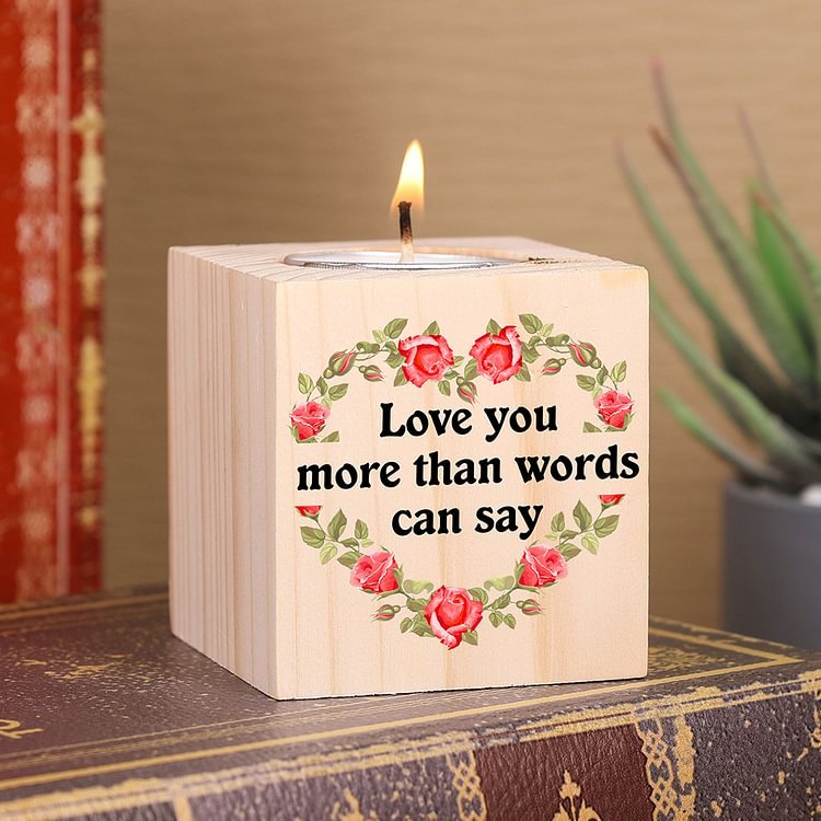 Block Candle Holder Love You More Than Words Can Say Wooden Candlesticks-Jessemade AU