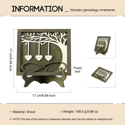 Custom Family Tree Sign with 3 Names Wooden Keepsake Gifts-Jessemade AU