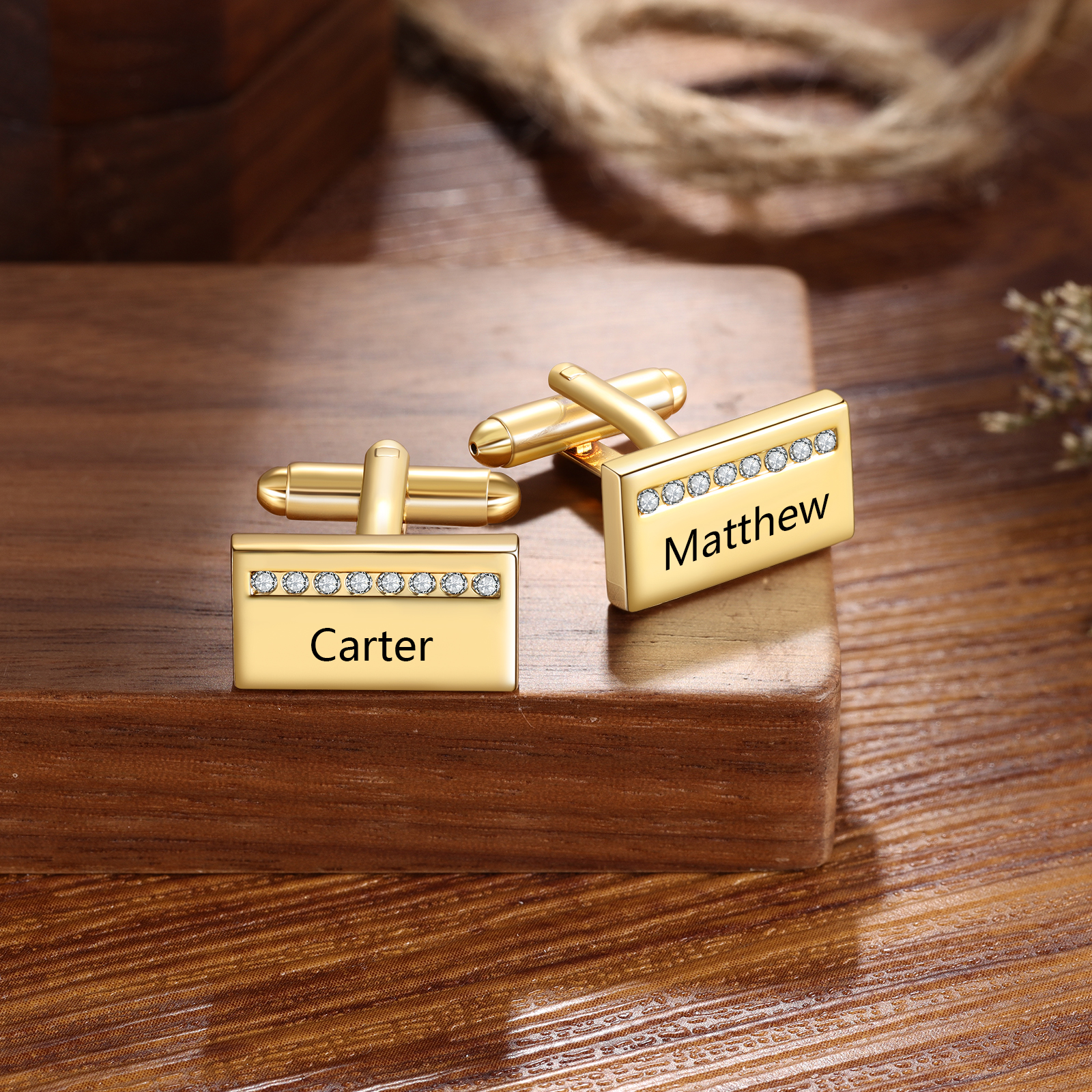 Personalised Men's Cufflinks Custom 2 Names Metal Cufflinks Copper Wedding Gift for Him-Jessemade AU